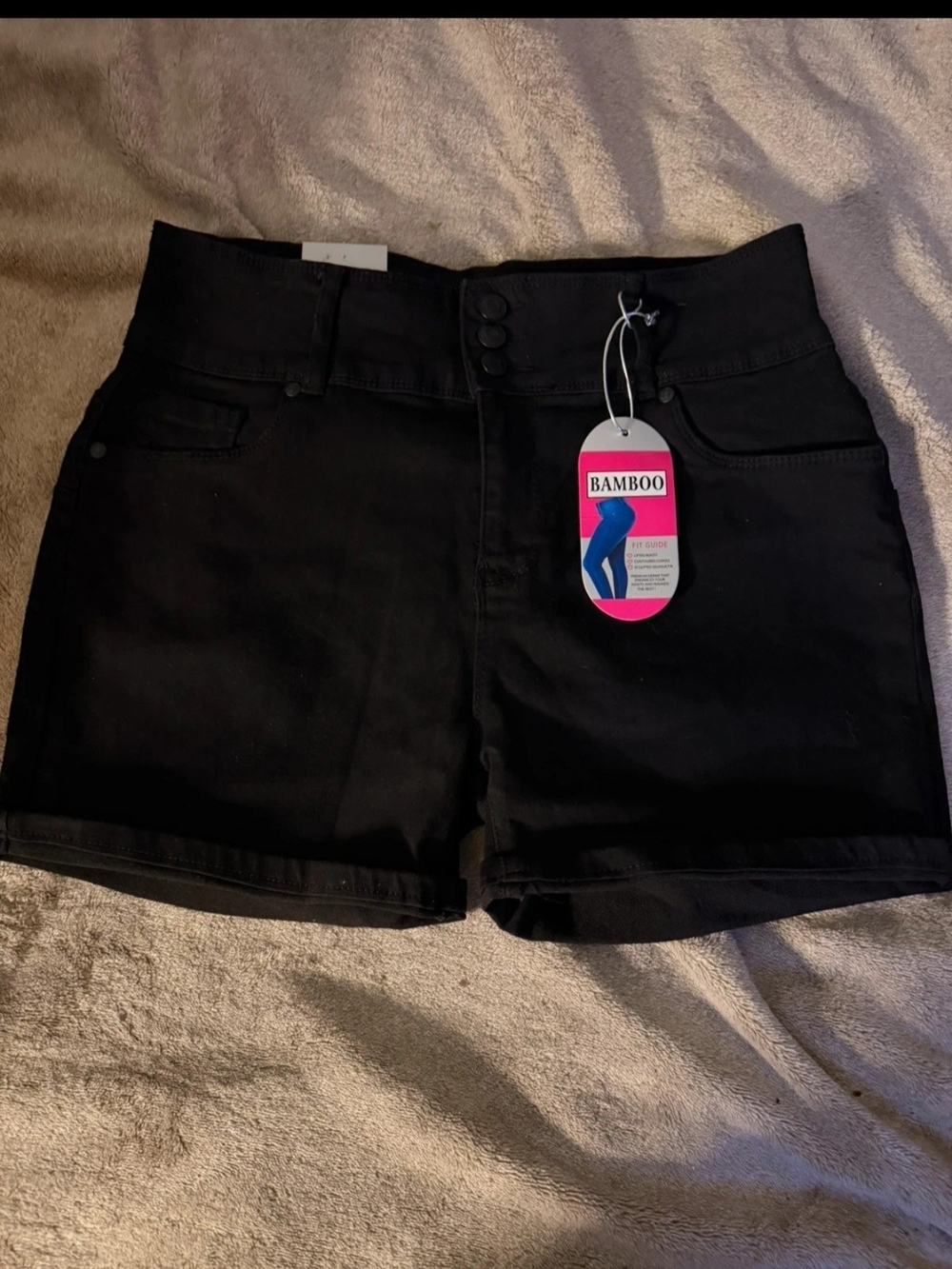 BAMBOO Black High-Waist Jean Shorts